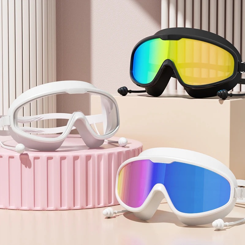 Swim Goggles Anti Fog Uv - Óculos de Natação com Armação Grande,