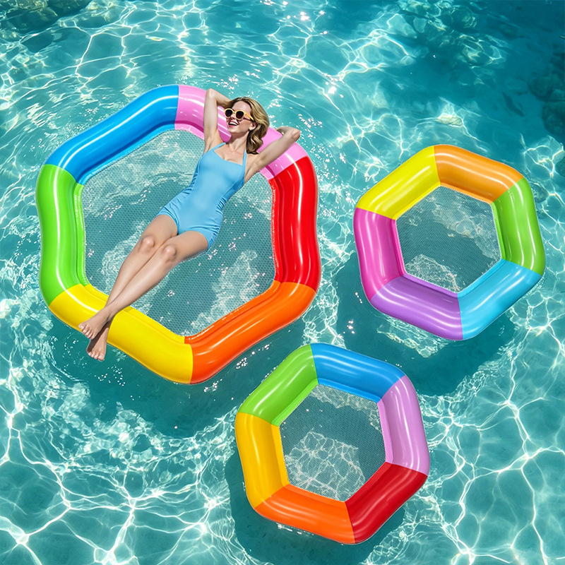Nova boia inflável hexagonal c - Pool Lounger Inflatable avaliação e preço