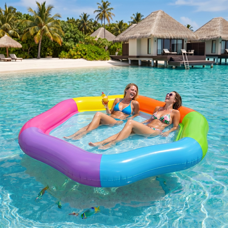 Nova boia inflável hexagonal c - Pool Lounger Inflatable avaliação e preço