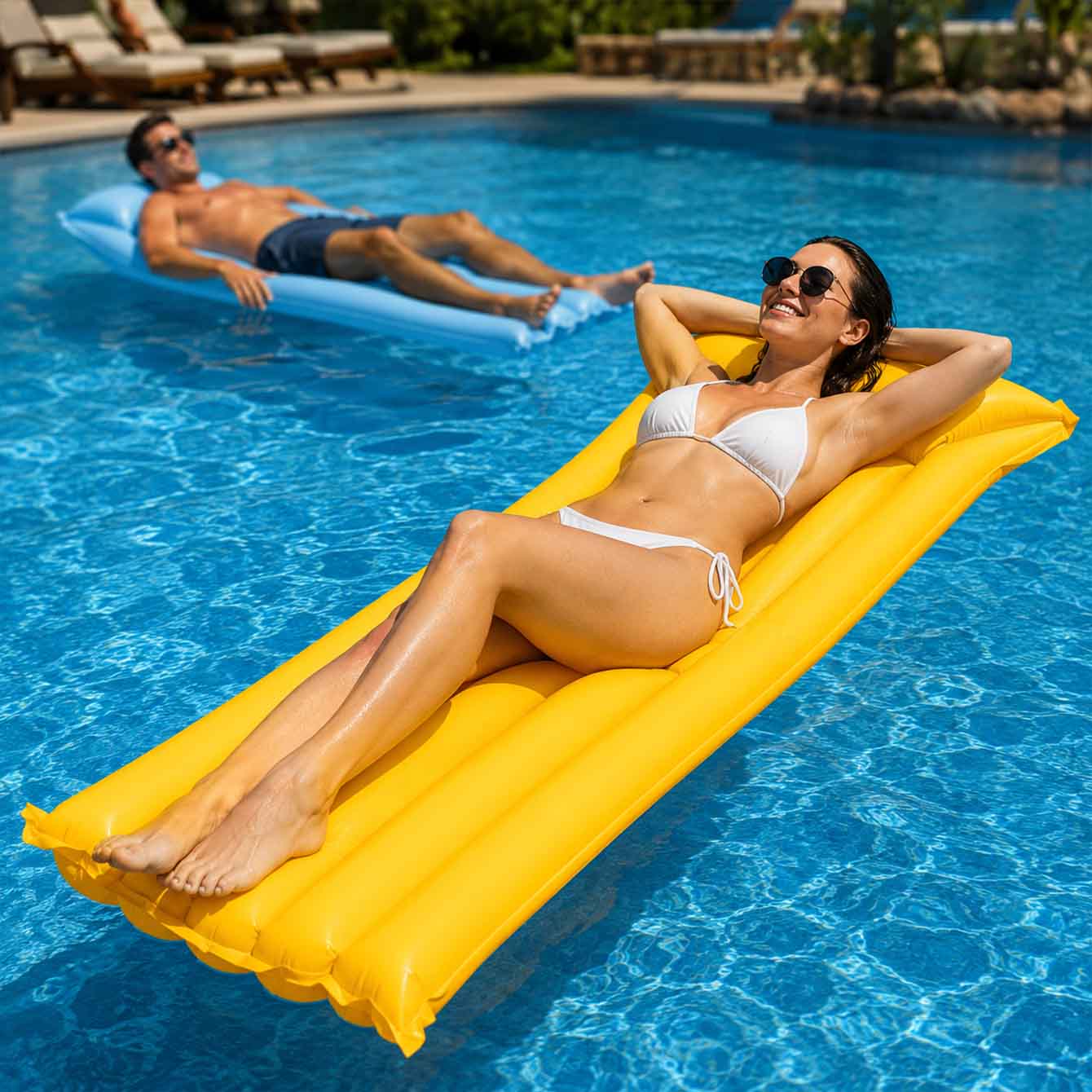 1PC Colchão Inflável Flutuante - Pool Lounger Inflatable avaliação e preço
