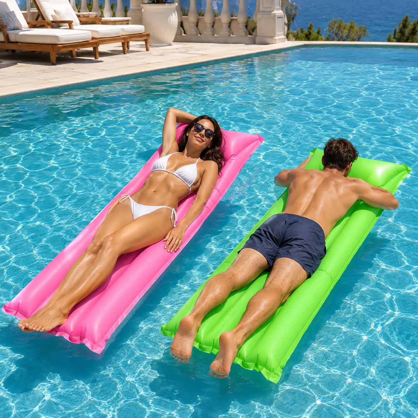 1PC Colchão Inflável Flutuante - Pool Lounger Inflatable avaliação e preço