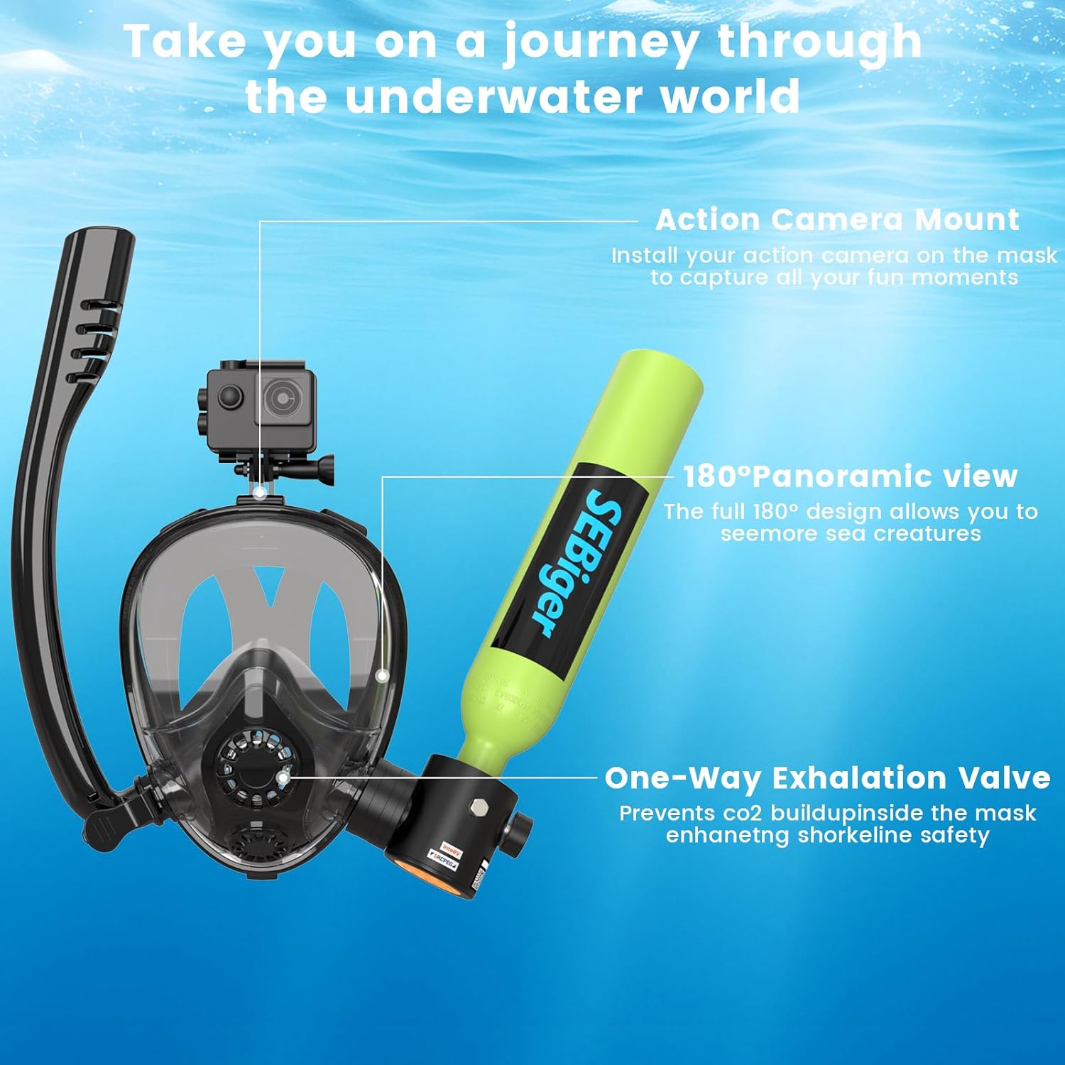 Mini Cilindro de Mergulho 0.5L - Snorkel Mask Full Face avaliação e preço